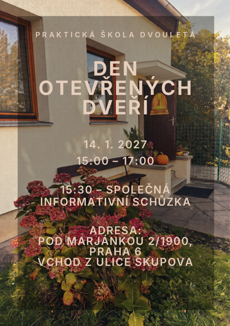 Pozvánka na Den otevřených dveří do PRAKTICKÉ ŠKOLY